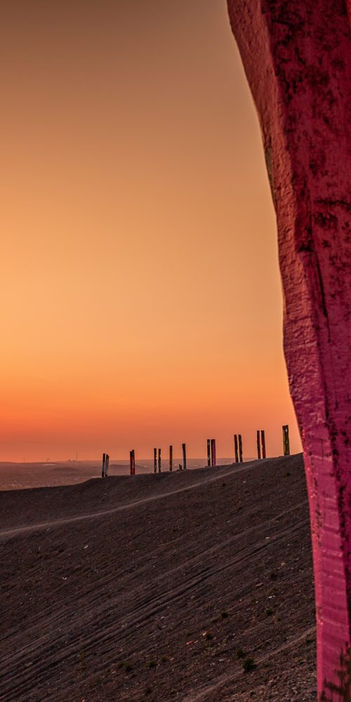 Das Foto zeigt die Halde Haniel in Bottrop im Sonnenuntergang