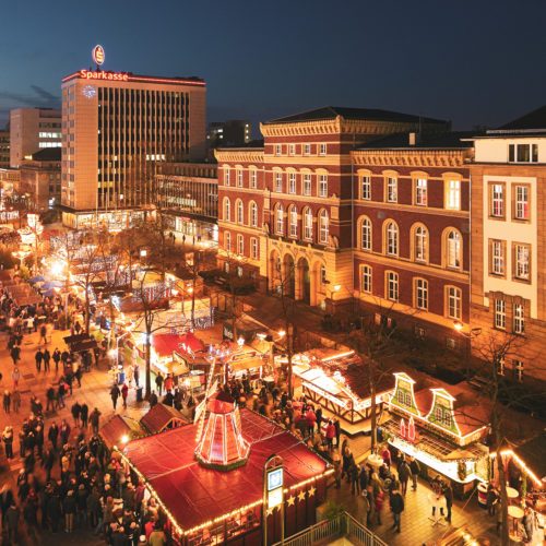 Das Foto ziegt den Weihnachtsmarkt Duisburg